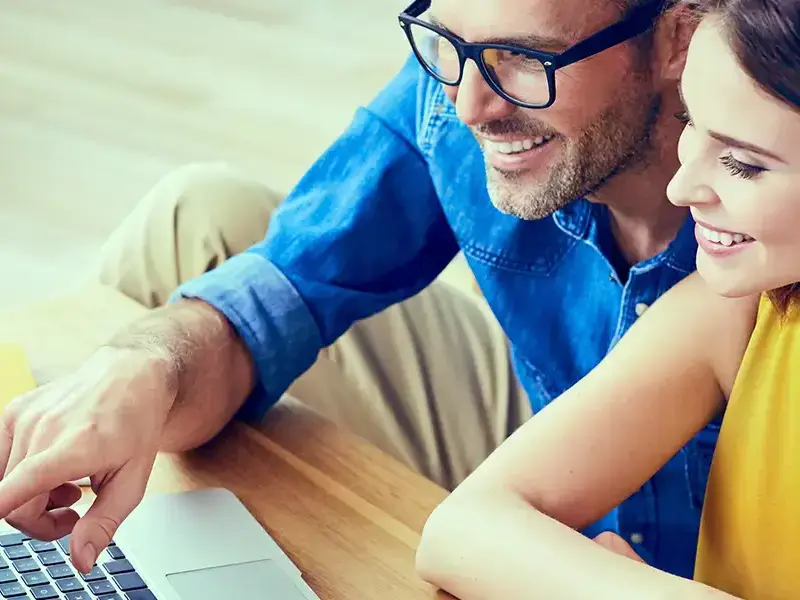Family working with sales person
